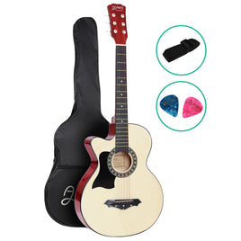 Alpha 38 Inch Acoustic Guitar Wooden Body Steel String Full Size Left Handed - ElectronX Plus