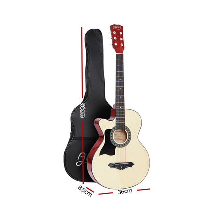 Alpha 38 Inch Acoustic Guitar Wooden Body Steel String Full Size Left Handed - ElectronX Plus