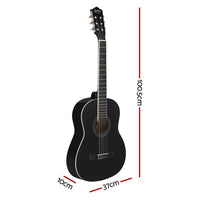 Alpha 39 Inch Classical Guitar Wooden Body Nylon String Beginner Gift Black - ElectronX Plus