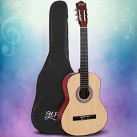 Alpha 39 Inch Classical Guitar Wooden Body Nylon String Beginner Gift Natural - ElectronX Plus