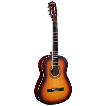 Alpha 39 Inch Classical Guitar Wooden Body Nylon String Beginner Gift Sunburst - ElectronX Plus