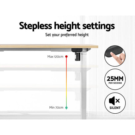 Artiss Standing Desk Motorised Sit Stand Desks White Oak 120CM - ElectronX Plus