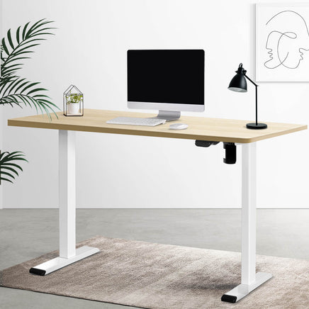 Artiss Standing Desk Motorised Sit Stand Desks White Oak 120CM - ElectronX Plus