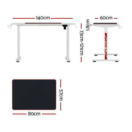 Artiss Standing Desk Motorised Gaming Desks White 140CM - ElectronX Plus