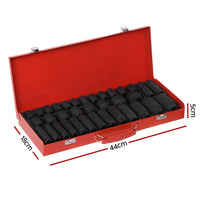 Giantz 35pcs 1/2" Drive Impact Socket Set Metric 8-32mm with Case - ElectronX Plus