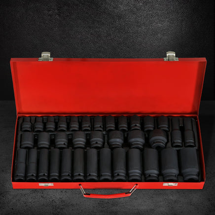 Giantz 35pcs 1/2" Drive Impact Socket Set Metric 8-32mm with Case - ElectronX Plus