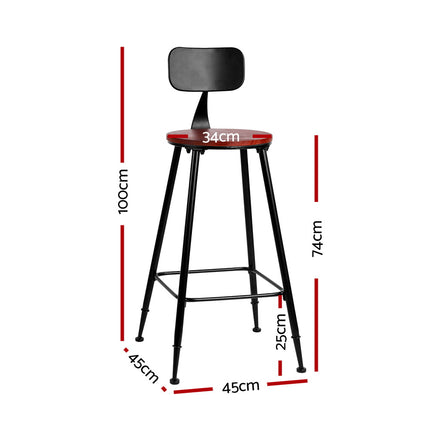 Artiss 2x Bar Stools Vintage Metal Chairs - ElectronX Plus