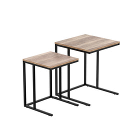 Artiss Nesting Coffee Table Sef of 2 Walnut Brok - ElectronX Plus