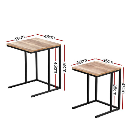 Artiss Nesting Coffee Table Sef of 2 Walnut Brok - ElectronX Plus