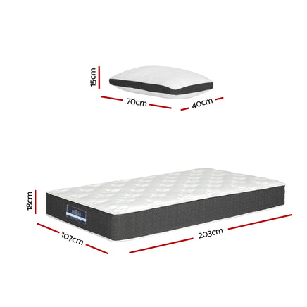 Giselle Bedding 18cm Mattress Medium Soft w/Pillows King Single - ElectronX Plus