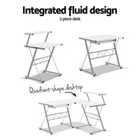 Artiss Computer Desk L-Shape Keyboard Tray Shelf White - ElectronX Plus