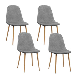 Artiss Dining Chairs Set of 4 Linen Curved Slope Grey - ElectronX Plus