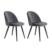 Artiss Dining Chairs Set of 2 Velvet Solid Curved Dark Grey - ElectronX Plus