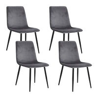 Artiss Dining Chairs Set of 4 Velvet Horizontal Slope Grey - ElectronX Plus