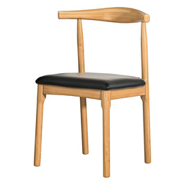 Artiss Dining Chair Rubber Wood Leather Seat Black - ElectronX Plus