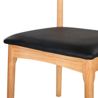 Artiss Dining Chair Rubber Wood Leather Seat Black - ElectronX Plus