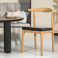 Artiss Dining Chair Rubber Wood Leather Seat Black - ElectronX Plus