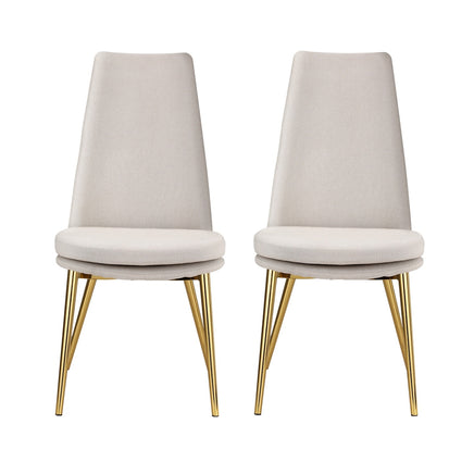 Artiss Dining Chairs Set of 2 Linen Fabric High Back Beige - ElectronX Plus