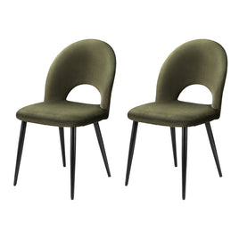 Artiss Dining Chairs Set of 2 Velvet Hollow Green - ElectronX Plus