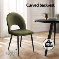 Artiss Dining Chairs Set of 2 Velvet Hollow Green - ElectronX Plus