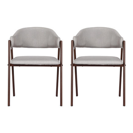 Artiss Dining Chairs Set of 2 Linen Hollow Armchair Grey - ElectronX Plus