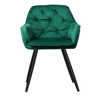 Artiss Dining Chairs Set of 2 Velvet Diamond Tufted Armchair Green - ElectronX Plus