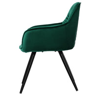 Artiss Dining Chairs Set of 2 Velvet Diamond Tufted Armchair Green - ElectronX Plus