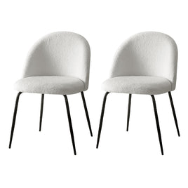 Artiss Dining Chairs Set of 2 Sherpa Boucle White - ElectronX Plus