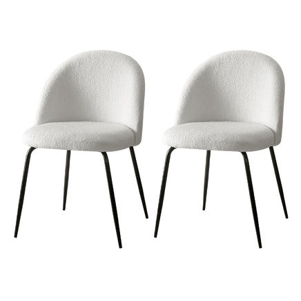 Artiss Dining Chairs Set of 2 Sherpa Boucle White - ElectronX Plus