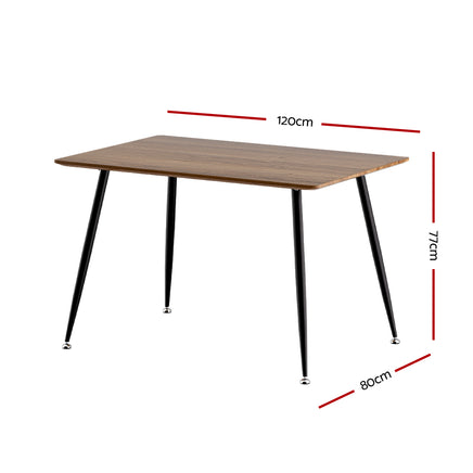 Artiss Dining Table 4 Seater Kitchen Cafe Wooden Table Rectangular 120CM - ElectronX Plus