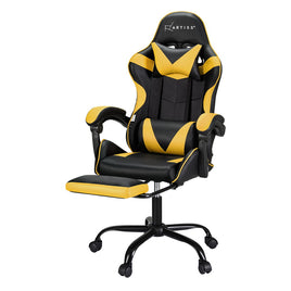 Artiss 2 Point Massage Gaming Office Chair Footrest Yellow - ElectronX Plus