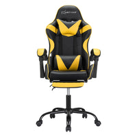 Artiss 2 Point Massage Gaming Office Chair Footrest Yellow - ElectronX Plus