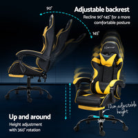 Artiss 2 Point Massage Gaming Office Chair Footrest Yellow - ElectronX Plus