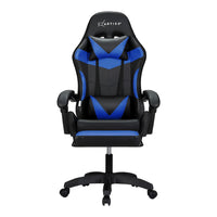 Artiss 6 Point Massage Gaming Office Chair 7 LED Footrest Blue - ElectronX Plus