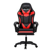 Artiss 6 Point Massage Gaming Office Chair 7 LED Footrest Red - ElectronX Plus