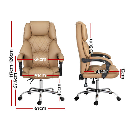 Artiss Executive Office Chair Leather Recliner Espresso - ElectronX Plus