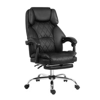 Artiss Executive Office Chair Leather Footrest Black - ElectronX Plus