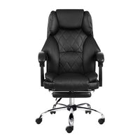 Artiss Executive Office Chair Leather Footrest Black - ElectronX Plus