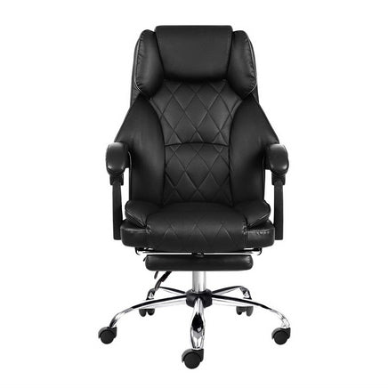 Artiss Executive Office Chair Leather Footrest Black - ElectronX Plus