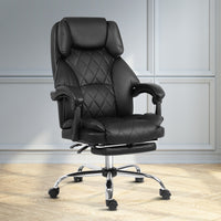 Artiss Executive Office Chair Leather Footrest Black - ElectronX Plus