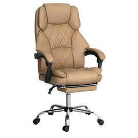 Artiss Executive Office Chair Leather Footrest Espresso - ElectronX Plus