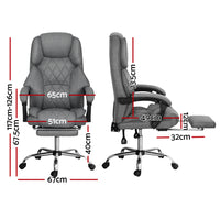 Artiss Executive Office Chair Fabric Footrest Grey - ElectronX Plus