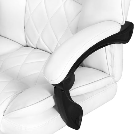 Artiss Executive Office Chair Leather Footrest White - ElectronX Plus