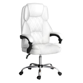 Artiss Executive Office Chair Leather Recliner White - ElectronX Plus