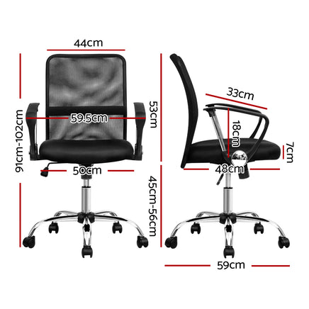 Artiss Office Chair Gaming Chair Computer Mesh Chairs Executive Mid Back Black - ElectronX Plus