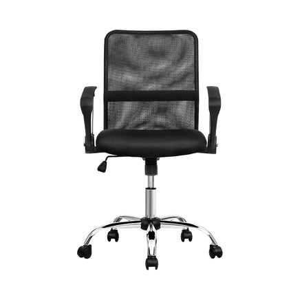 Artiss Office Chair Gaming Chair Computer Mesh Chairs Executive Mid Back Black - ElectronX Plus