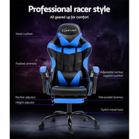 Artiss Gaming Office Chair Recliner Footrest Blue - ElectronX Plus