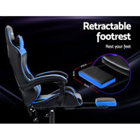 Artiss Gaming Office Chair Recliner Footrest Blue - ElectronX Plus