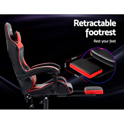 Artiss Gaming Office Chair Recliner Footrest Red - ElectronX Plus