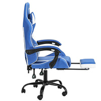 Artiss Gaming Office Chair Executive Computer Leather Chairs Footrest Blue White - ElectronX Plus